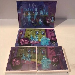 Disney Haunted Mansion WONDERGROUND SHAG ''31 Ghosts'' Coaster Set & Art Cards